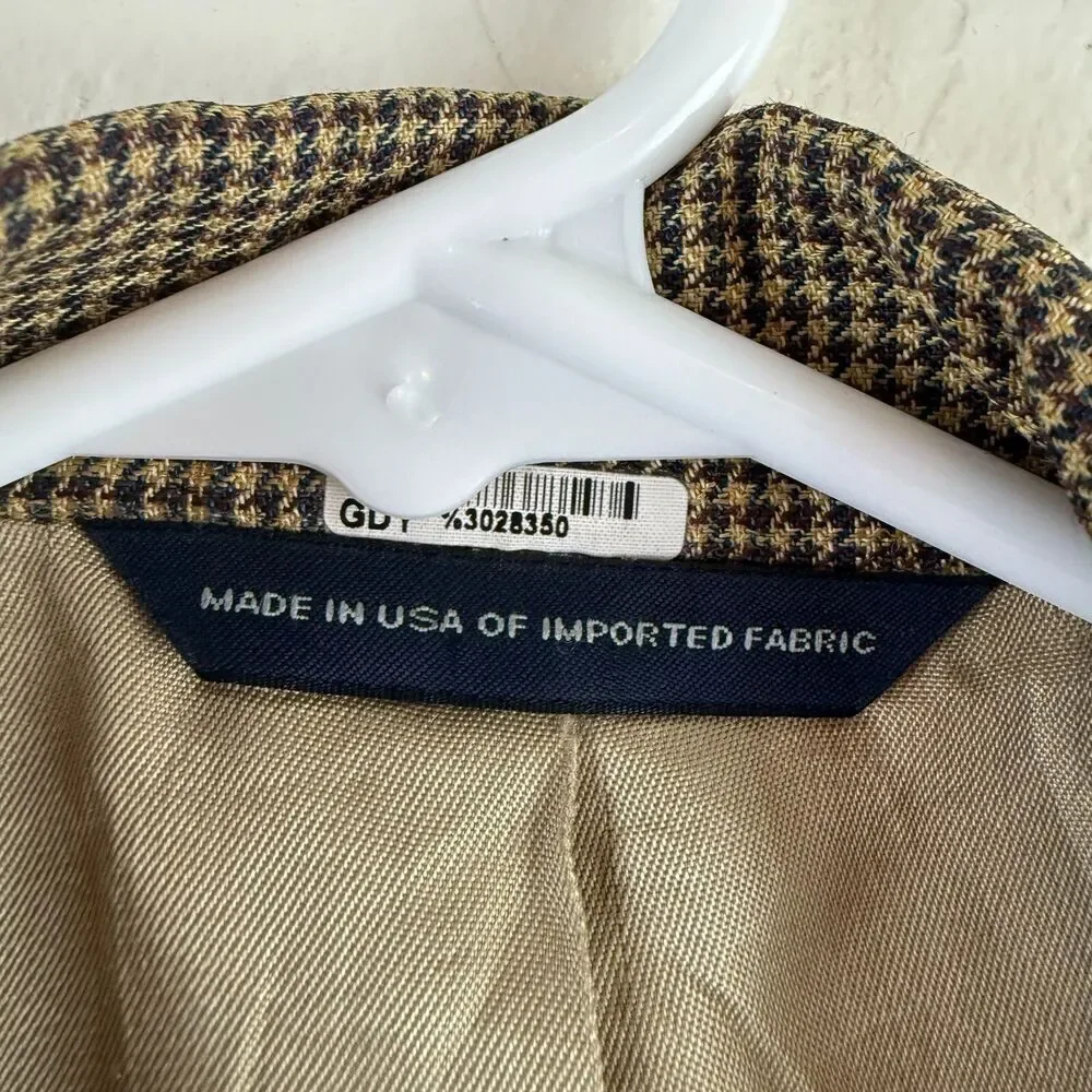 Brooks Brothers Blazer Suit Jacket Men 42 SHORT Brown Plaid Silk Wool Office